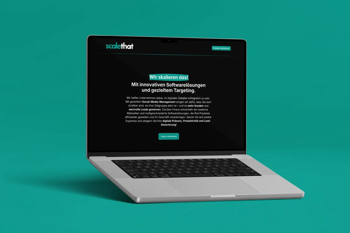 Die Website von Scalethat auf einem Notebook.